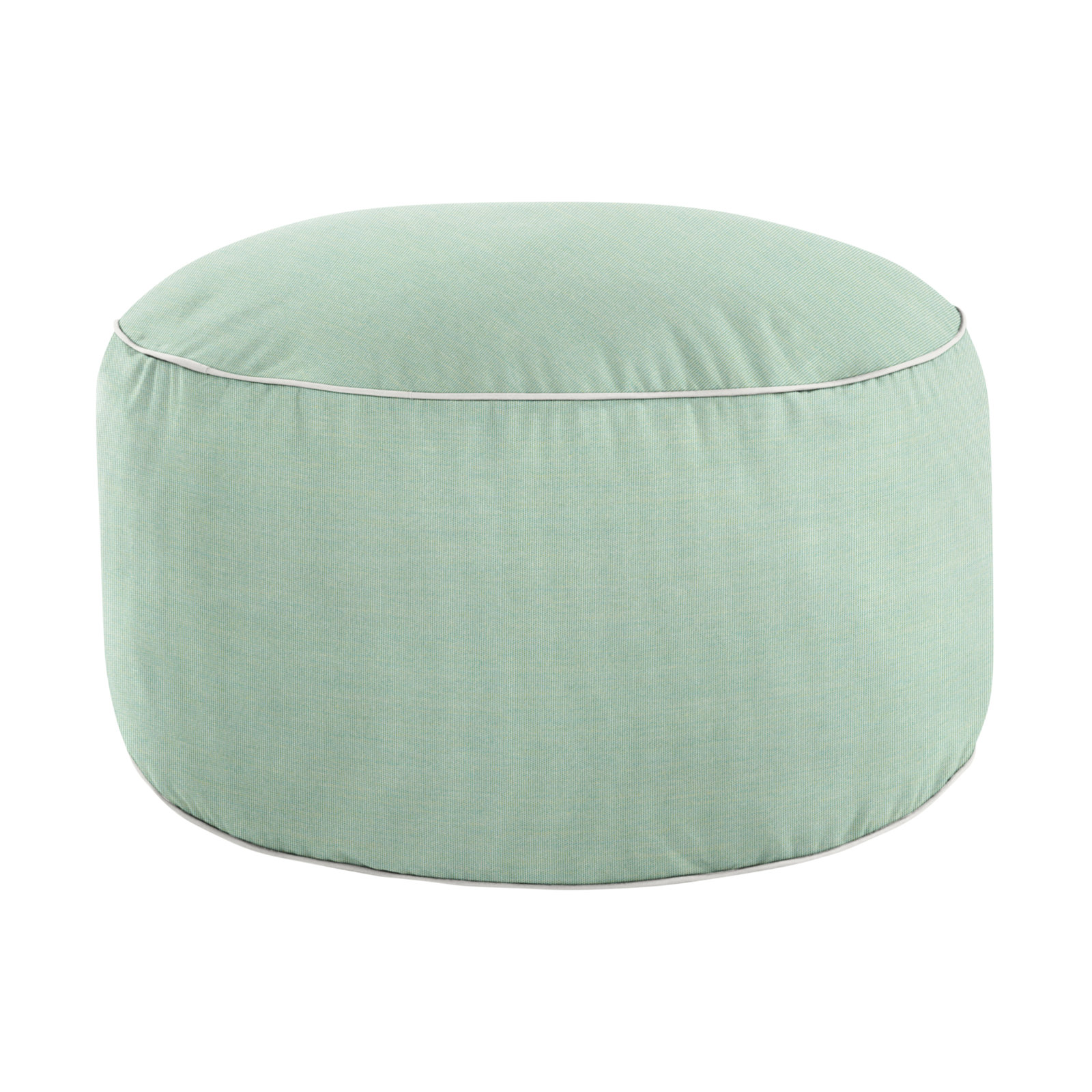 Demi Round Upholstered Outdoor Ottoman with Sunbrella® Cushion, Canvas Spa Sunbrella® Canvas