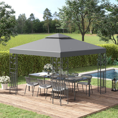 Ahriana 3 x 3m Outdoor Steel Gazebo with 2 Tier Roof Garden Gazebo Grey