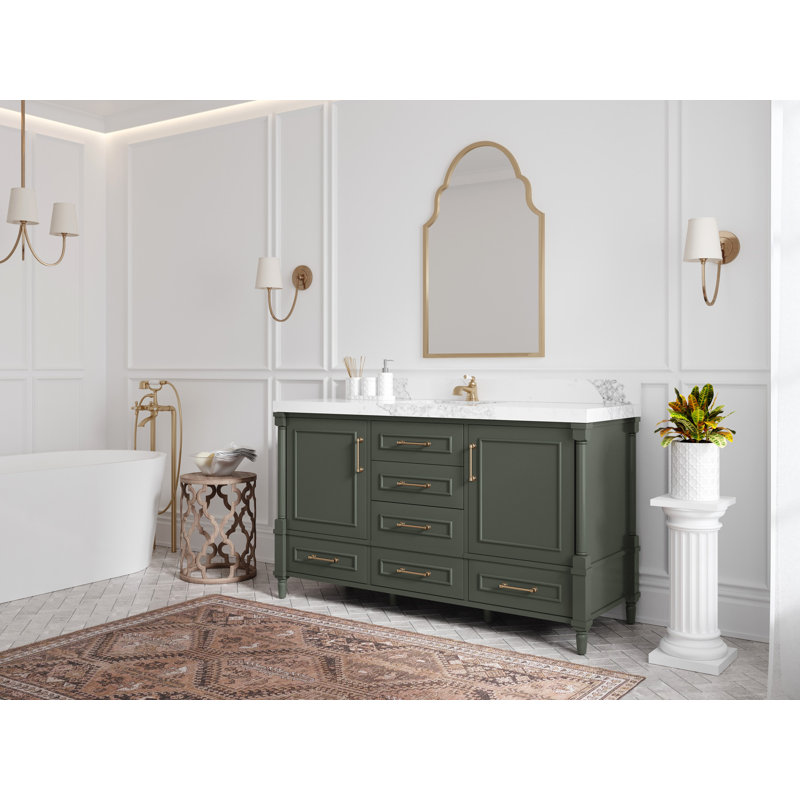 Ensemble de meuble-lavabo simple 60 po Aberdeen, Calacatta Laza