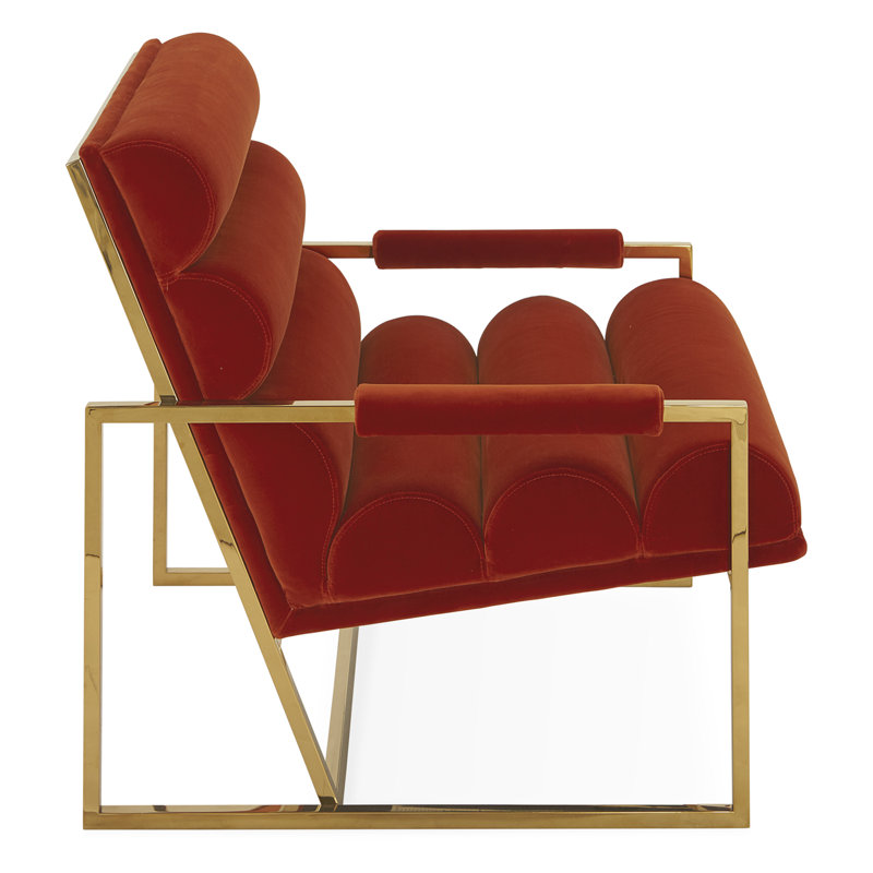 Channeled Goldfinger Lounge Chair, Varese Persimmon Velvet