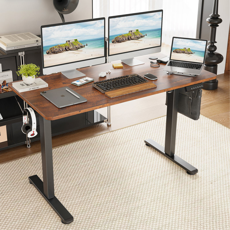 Bureau debout électrique à hauteur ajustable avec planche d'épissure pour bureau à domicile, conception ergonomique et durable