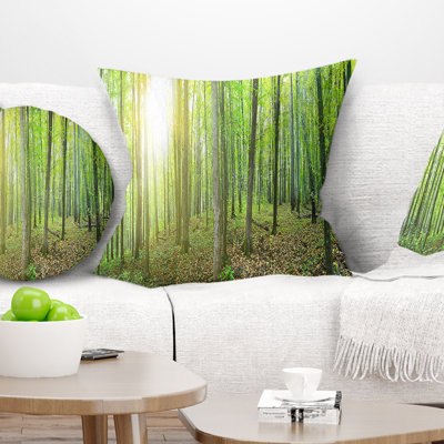 Thick Green Forest Panorama - Landscape Printed Pillow