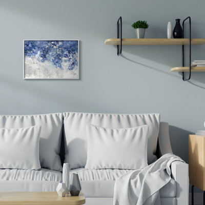 Fleurs bleues en cascade abstraites par Nikki Robbins - Peinture