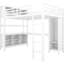 Lit mezzanine en métal avec garde-robe tendance, bureau pratique et tablettes de rangement, rangement blanc,-1324621023