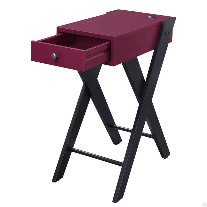 Table d'appoint bourgogne et noire avec ports USB, Burgundy