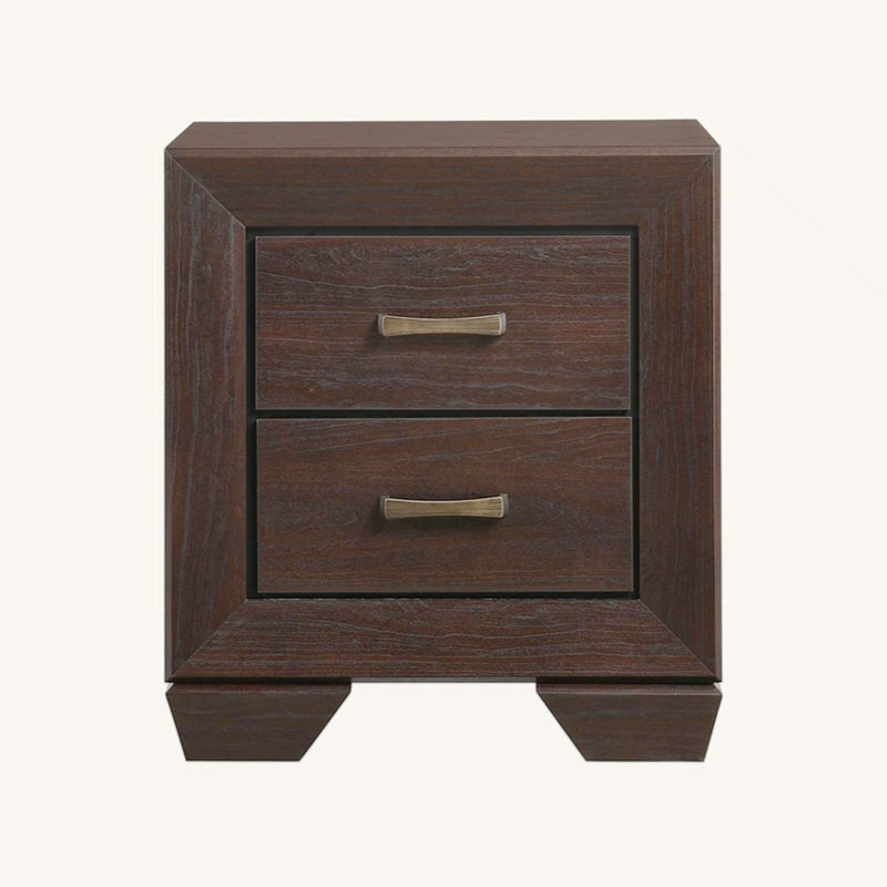 Table de chevet en MDF avec 2 tiroirs au fini cacao foncé