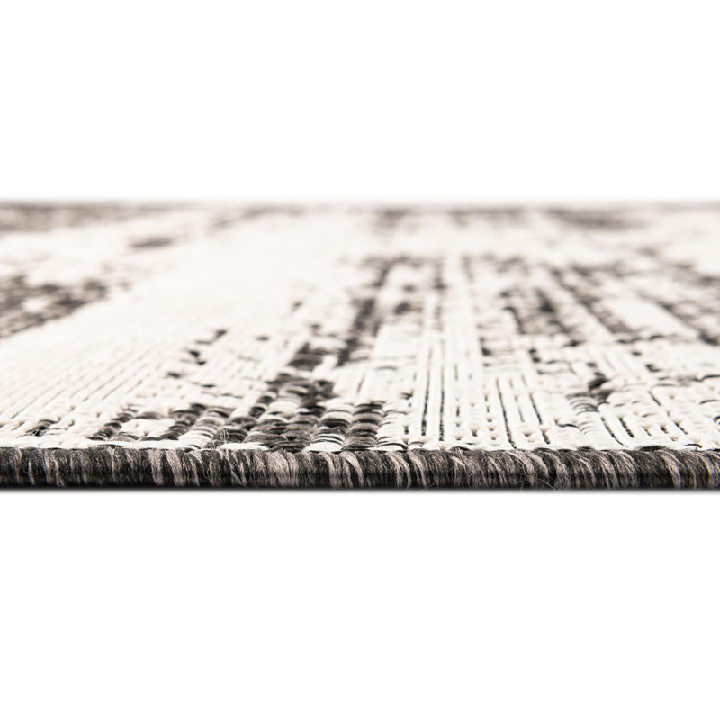 Noushin Charcoal Cartago Indoor/Outdoor Modern Rug, Rectangle 3'3" x 5'2"