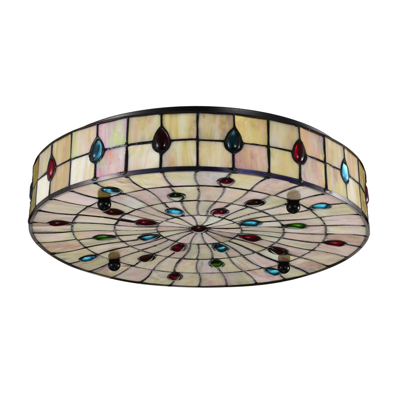 Plafonnier encastré en verre coloré style Tiffany