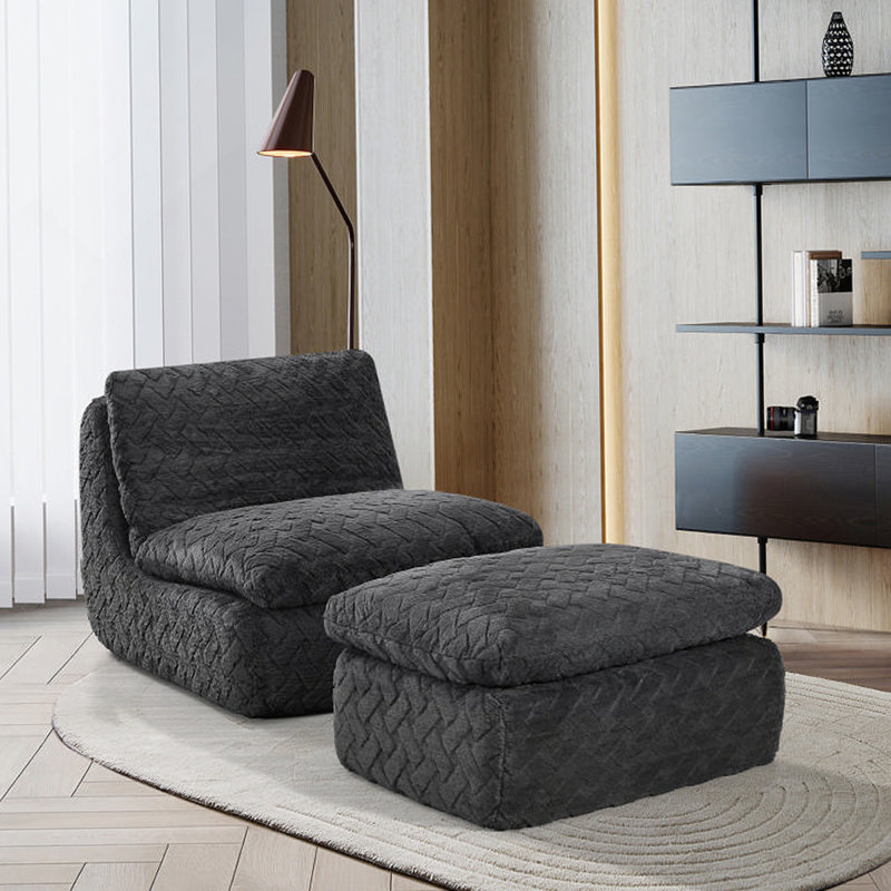 Fauteuil à compression double avec repose-pieds pivotant, Noir