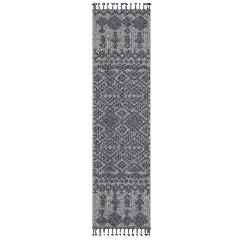 2X8 Area Rug Traditional Indoor-Outdoor, Runner 2'2" x 8', White/Gray