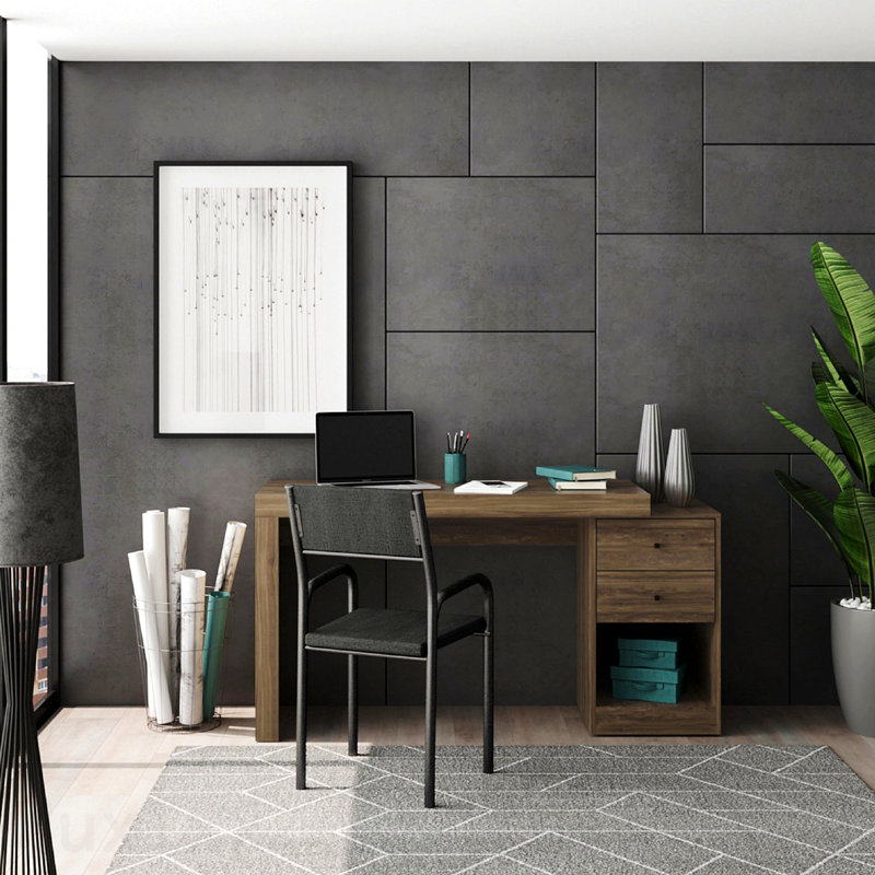 Expandable Home Office Desk - Walnut, Walnut/Walnut