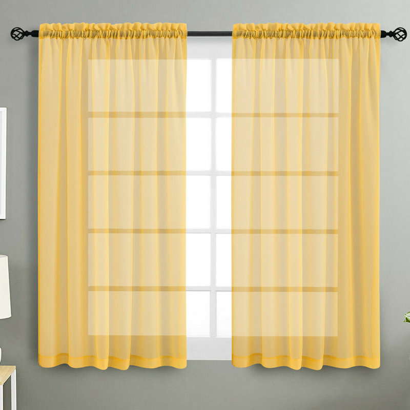 Rideaux transparents avec passe-tringle Dima, Doré, l 52 po x L 63 po