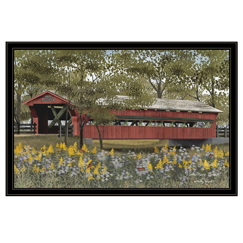«Pottersburg Bridge» par Billy Jacobs, reproduction encadrée prête à accrocher, cadre noir