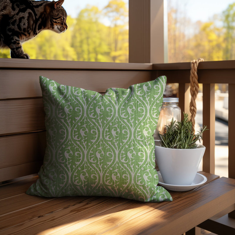 Coussin décoratif réversible vert Kimono Tendril, H 21 po x l 21 po