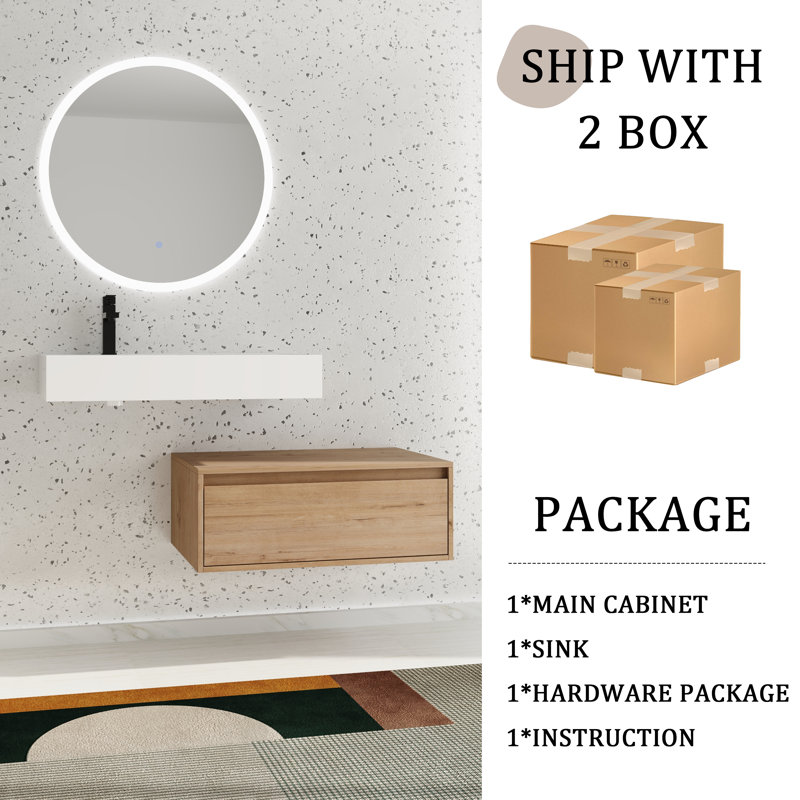 30'' Single Bathroom Vanity with Resin Top