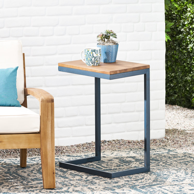 Grande table d'appoint en bois de sapin et en fer de style antique, apportant un espace de rangement esthétique à votre décor, 12,63 pouces de largeur, 18,12 de profondeur, 25,99 de hauteur, base avec plateau supérieur naturel, idéale pour divers