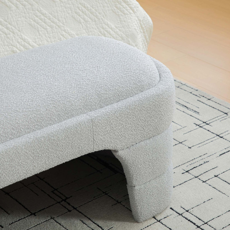Bancs de chambre sans accoudoirs modernes de 64,96 po Boucle pour le salon, la chambre à coucher et le vestibule, Gris clair