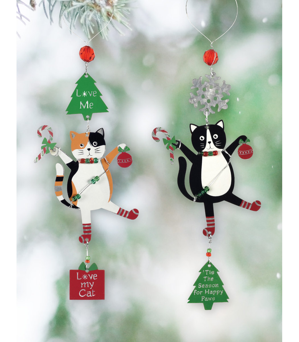 Simpatico ornamento da appendere con gatti in metallo