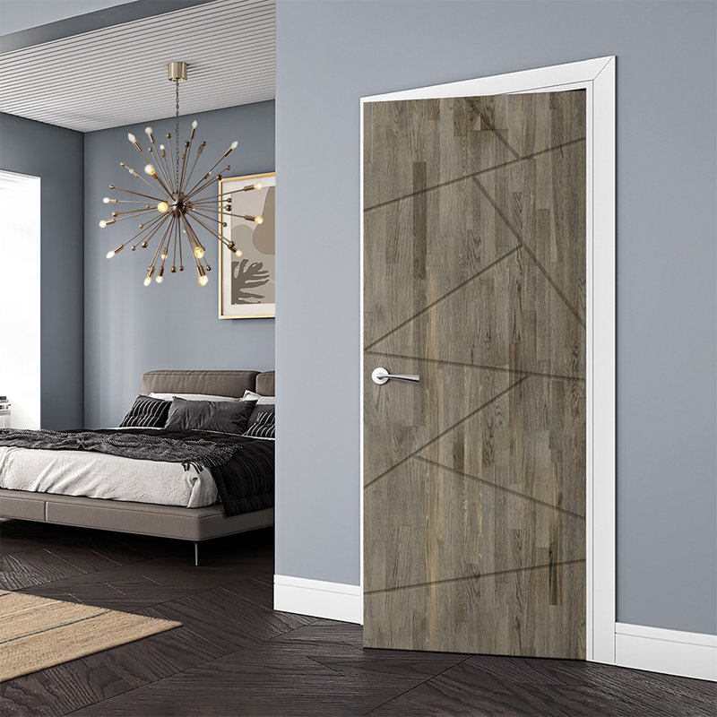 Porte standard à panneaux de bois de pin, Gris patiné, 30 po x 96 po