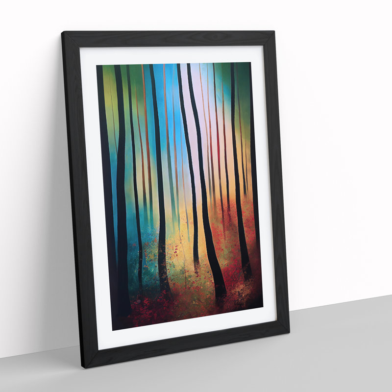 Vibrant Forest No.3 - Wall Art, 36cm H x 27cm W, Black Framed Paper
