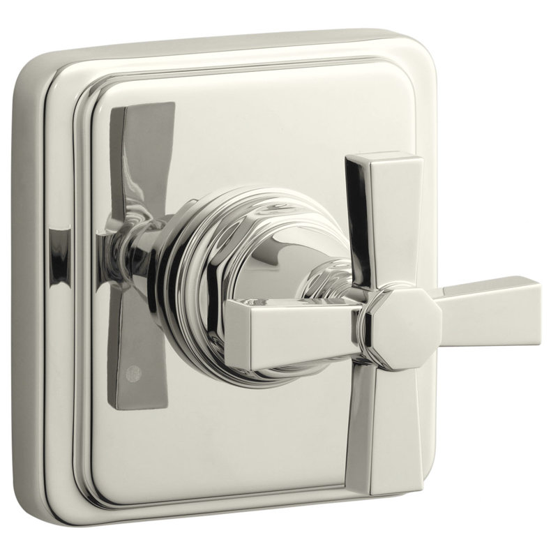 Pinstripe Pure Valve Trim with Pure Design Cross Handle for Transfer Valve, Requires Valve, Nickel poli éclatant