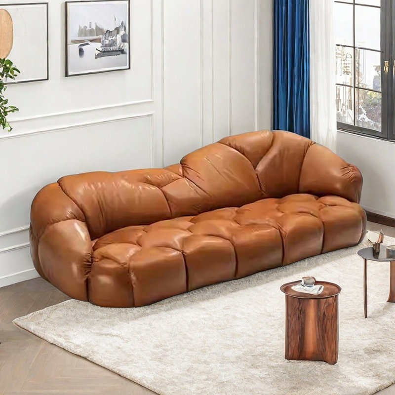 Medieval alien Bauhaus cloud arc sofa, 27.55" H x 74.8" W x 45.27" D