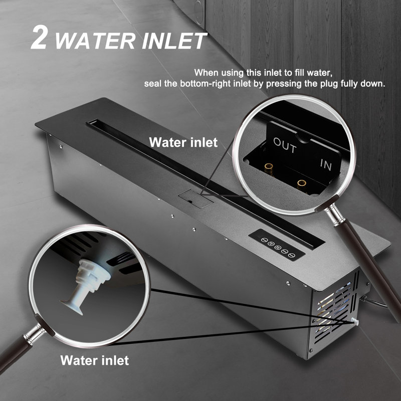3D Electric Water Vapor Fireplaces Stainless Steel Mist Fireplace Dynamic Colorful Flames Fireplaces Insert & Freestanding with Dual Water Filling APP Control Ideal for  Humidification and Decoration for Home, Office, Restaurant, Hotel