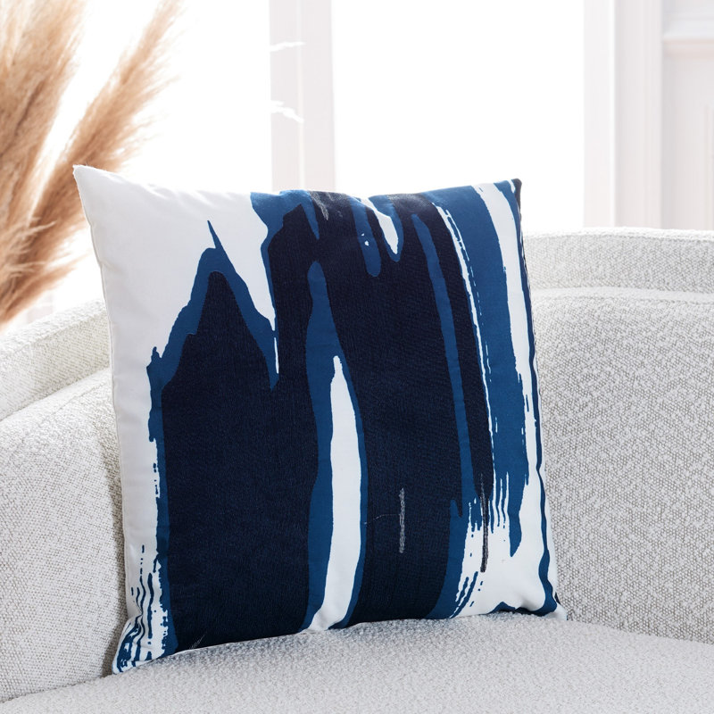 Julienne Square Pillow Cover & Insert, Navy/White