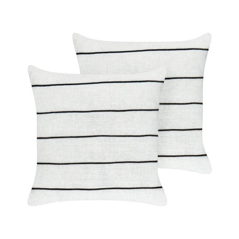 Berklie Striped White Square Cushion
