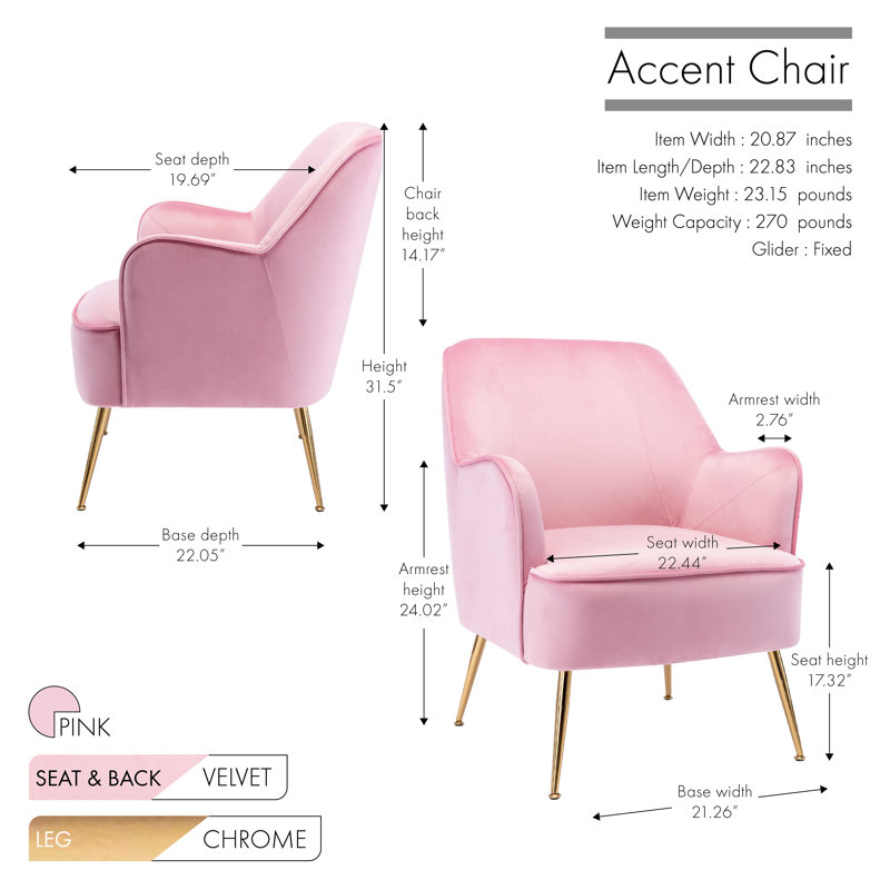 Bucholz Velvet Armchair, Pink