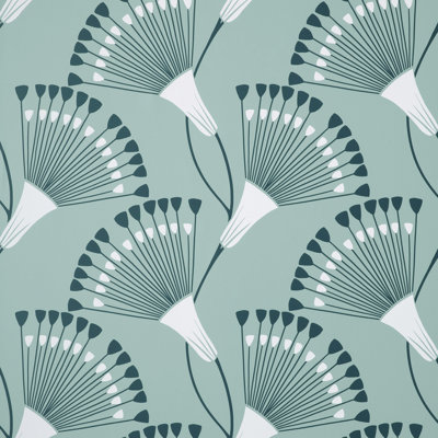 Wilder Light Blue Fanning Flower Wallpaper