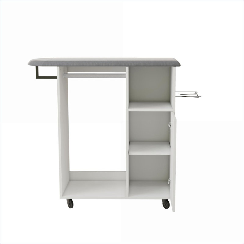 Armoires de repassage | Chariot à roulettes polyvalent avec rangement, tablettes réglables et amp; Roues | Blanc cassé | Minimaliste