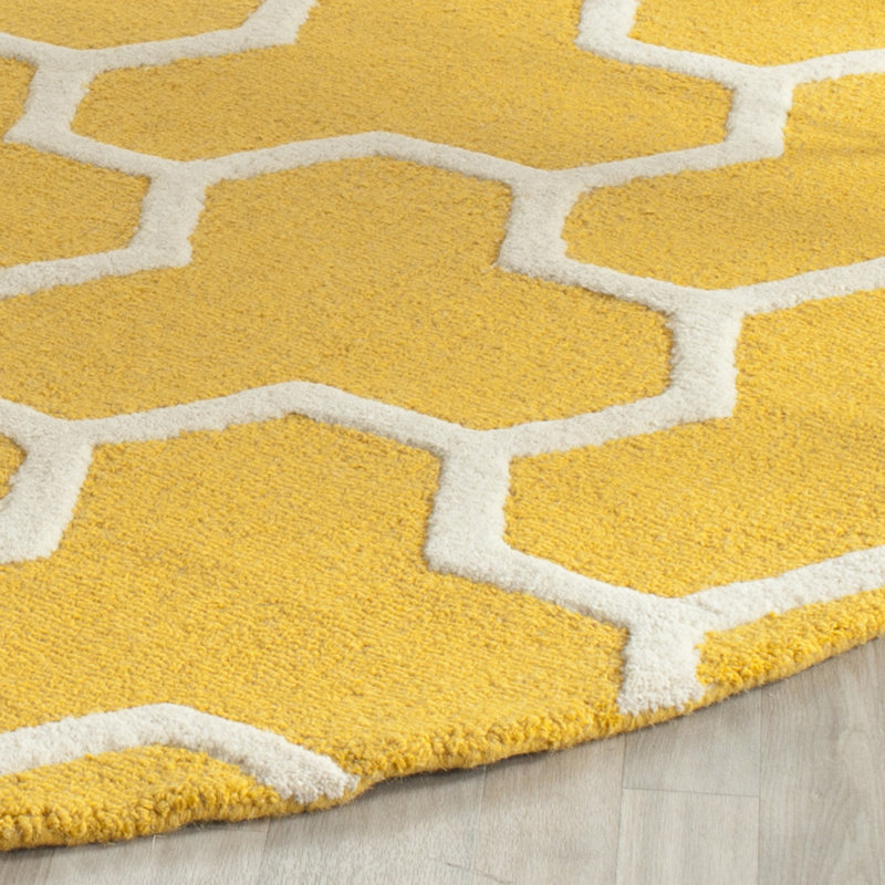 Sanyla Wool Geometric Indoor Rug, Round 6'