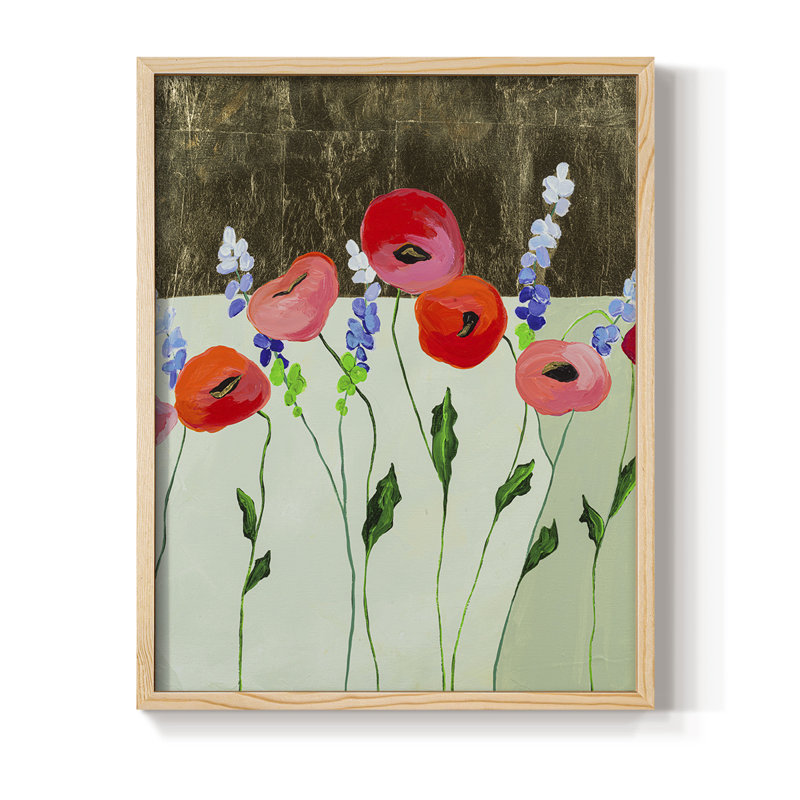 «Poppy Party», reproduction encadrée - bois massif, H 15 po x l 12 po
