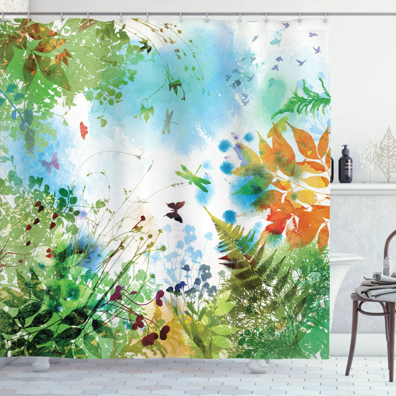  Rideau de douche simple Ferns and Petals, H 75 po x l 69 po