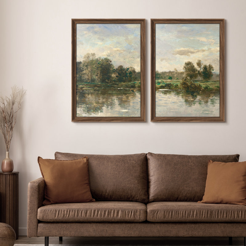 Ensemble de 2 encadrements muraux Premium Premium Fine Art Antique pour chambre à coucher 26 po x 36 po