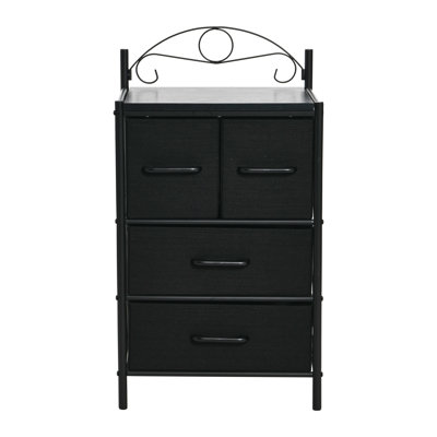 Black Oak & Iron Four Drawer Chest