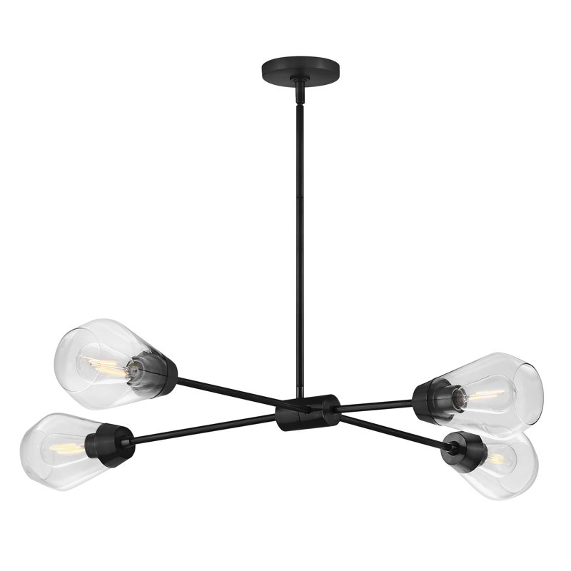 Lustre spoutnik articulé convertible 4 lumières Livie, Noir, noir, noir, noir