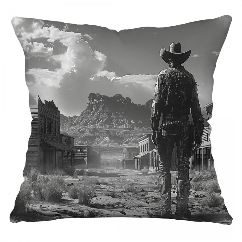Coussin Cowboy, sergé de coton Western, H 18 po x l 18 po