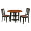 L'ensemble de table de salle à manger 5 pièces pour 4 personnes comprend une table de cuisine ronde avec Dropleaf et des tablettes et 4 chaises de salle à manger en similicuir de 42 po x 42 po, noir et cerise-2059480640-2044588480-2093195433