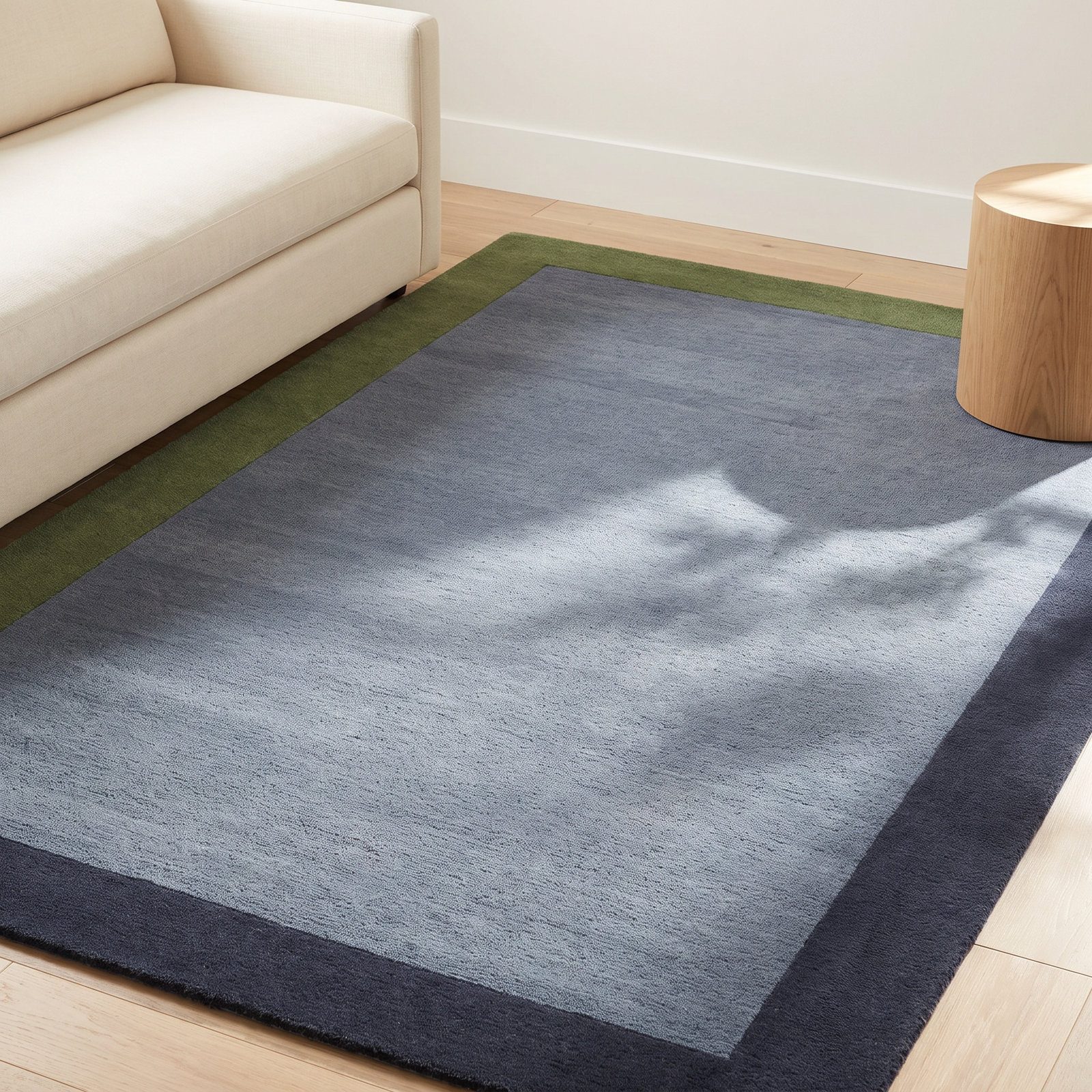 Tallulah Solid Blue Hand-Tufted Wool Rug, Rectangle 5' x 8'
