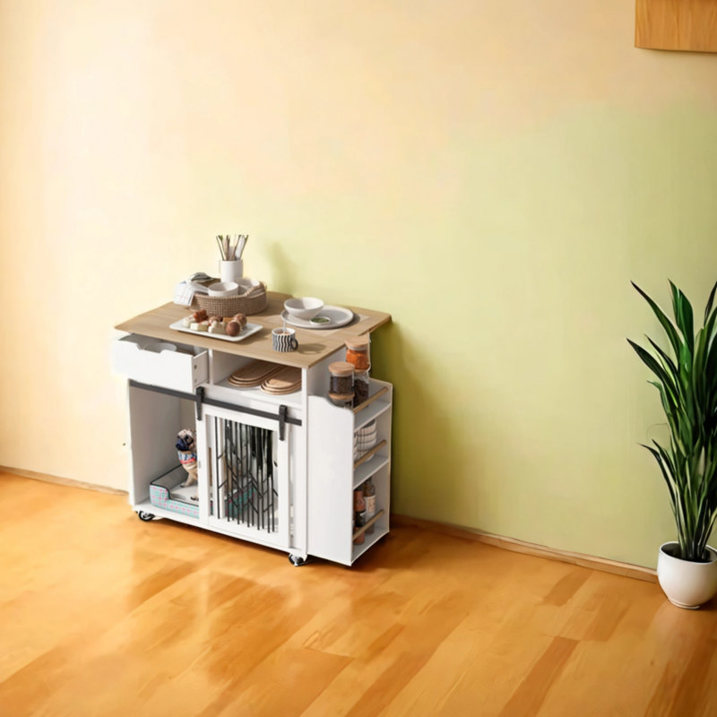 Kitchen Side Table With Dog Crate 