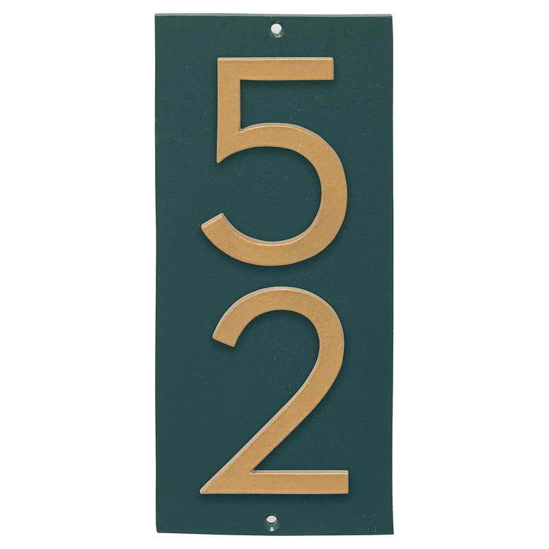 Plaque d’adresse murale sur 1 ligne flottante, Vert forêt, Or, Oui