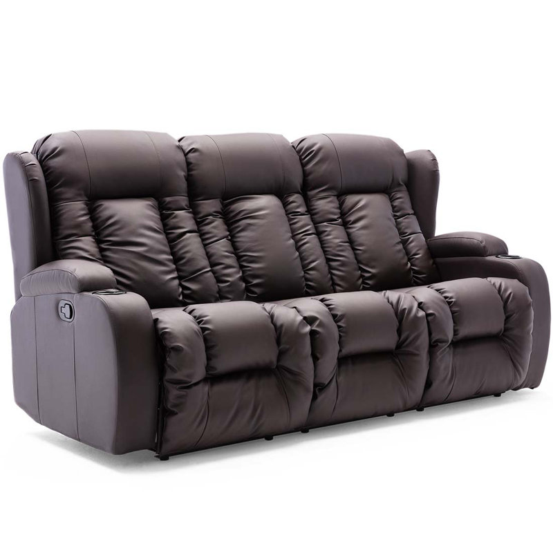 Deneishia 3 Seater Linen Reclining Sofa, Brown