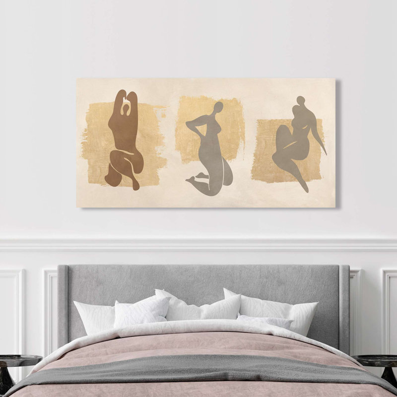 Three Studies on Feminine Beauty (Neutral) 1 Piece Wrapped Canvas Wall Art, 35cm H x 70cm W x 4cm D