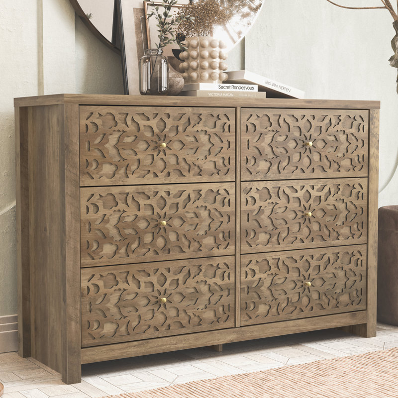 Lukasik 45.4'' W 6 - Drawer Dresser, Knotty Oak