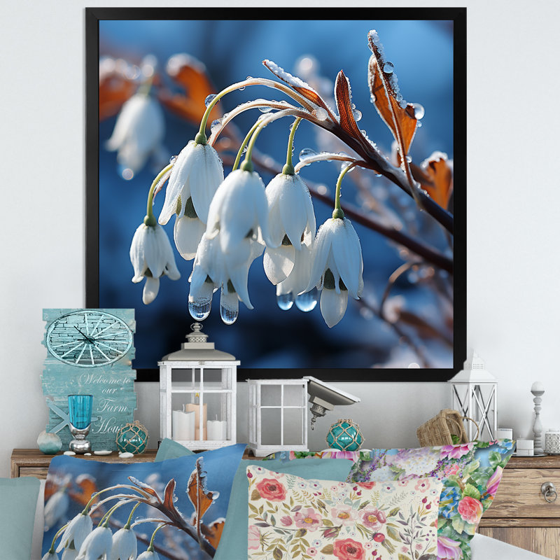Décoration murale Frost Snowdrop Flower II - Snowdrops, Cadre simple noir, H 16 po x l 16 po x P 1 po