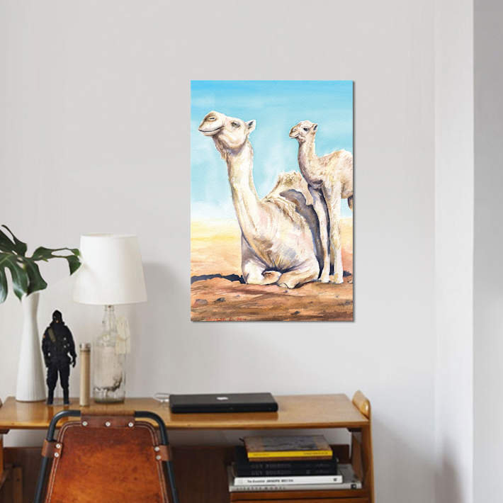 « mixte & de veau », impression sur toile, H 12 po x l 8 po x P 0,75 po, Toile tendue, Pas de tapis