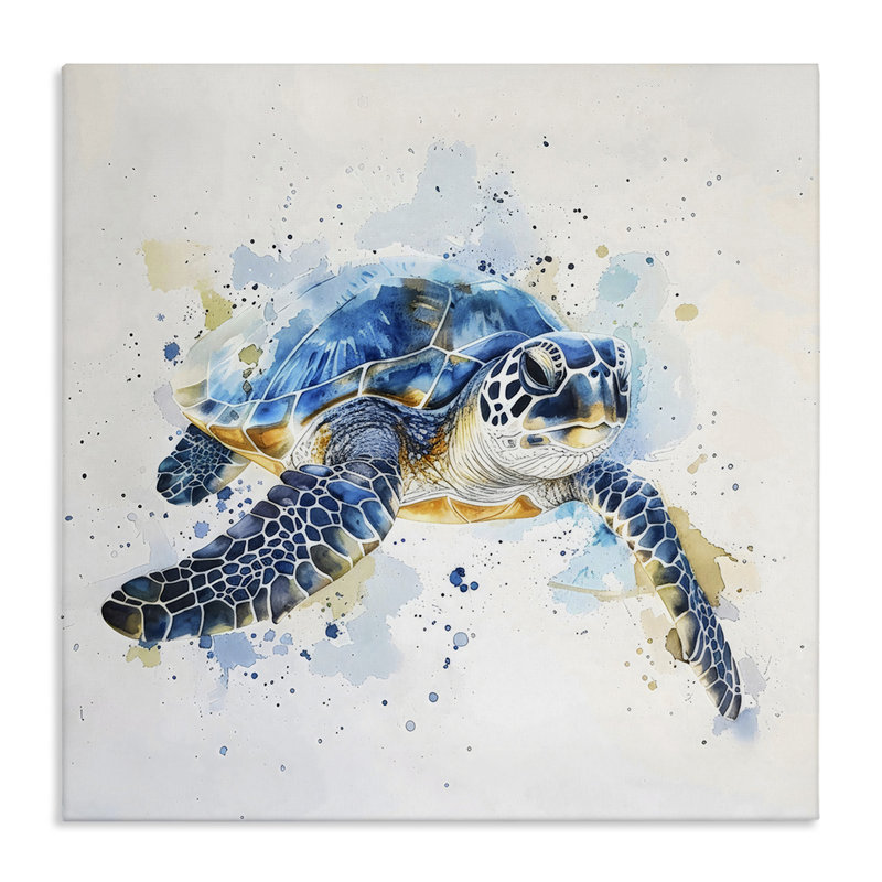 «Blue Sea Turtle with Splatter», art mural par LSR Creative Studio, H 17 po x l 17 po