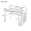 Lit mezzanine double en métal avec bureau, station de charge, escalier et lumière DEL, lit plateforme pour enfants et adolescents, blanc